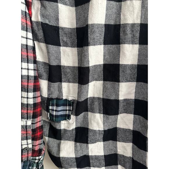 Zara Man Button Up Long Sleeved Elbow Patchwork Collared shirt plaid Men Size M - Picture 6 of 8